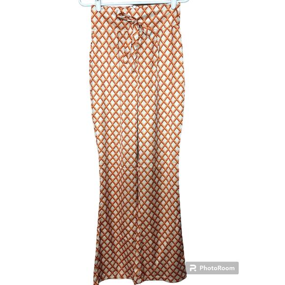 NWT Cider Silky Orange And White/Cream Flare Bootcut Pull On Pants Size XS - Picture 1 of 7